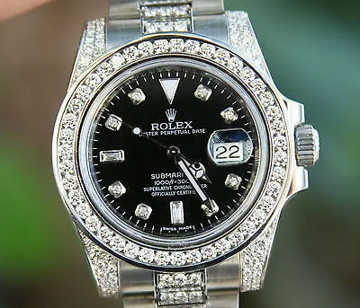 ROLEX STAINLESS STEEL DIAMOND SUBMARINER 116610 INSIDE BEZEL ENGRAVING