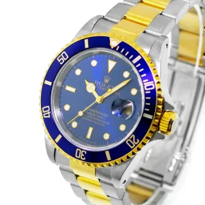 Rolex Submariner Date 40mm Yellow Gold & Steel Blue Dial & Blue Bezel 16613
