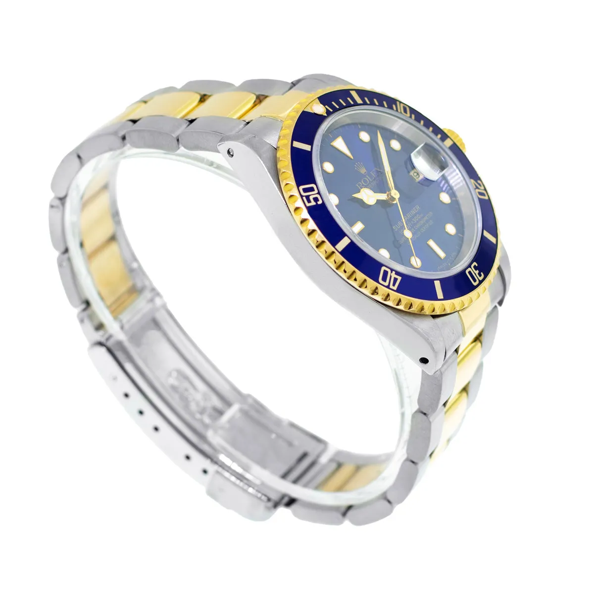Rolex Submariner Date 40mm Yellow Gold & Steel Blue Dial & Blue Bezel 16613