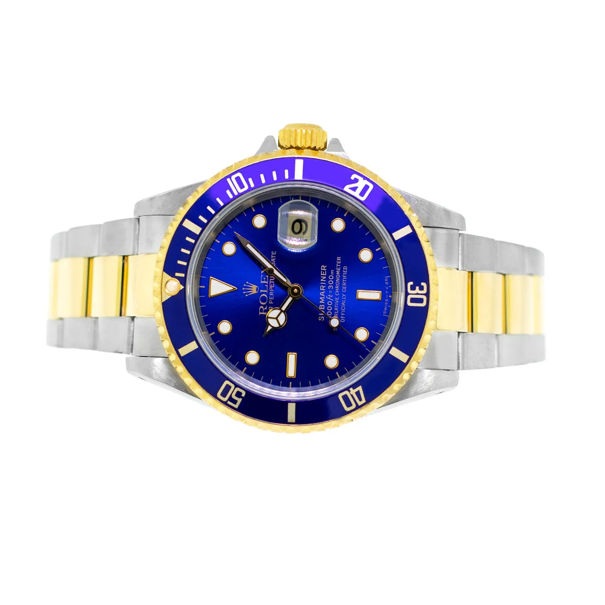 Rolex Submariner Date 40mm Yellow Gold & Steel Blue Dial & Blue Bezel 16613