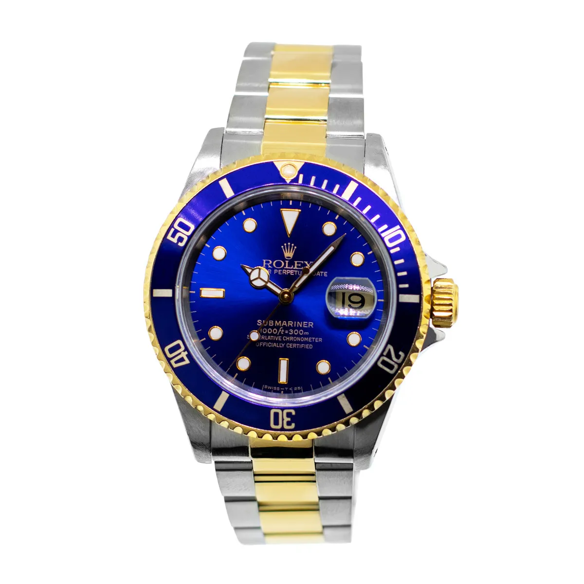 Rolex Submariner Date 40mm Yellow Gold & Steel Blue Dial & Blue Bezel 16613