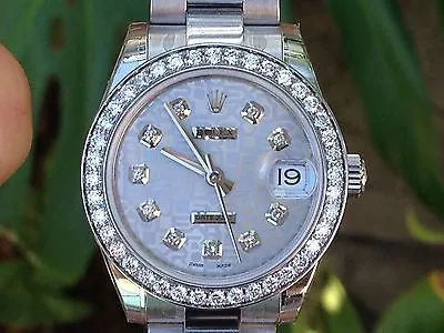 ROLEX WATCH LADIES MIDSIZE 31mm DATEJUST 178240 STAINLESS STEEL DIAMONDS UNWORN