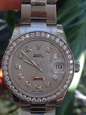 ROLEX WATCH LADIES MIDSIZE 31mm DATEJUST 178240 STAINLESS STEEL DIAMONDS UNWORN