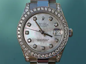 ROLEX WATCH MENS LADIES MIDSIZE 31mm DATEJUST 178240 STAINLESS STEEL DIAMOND