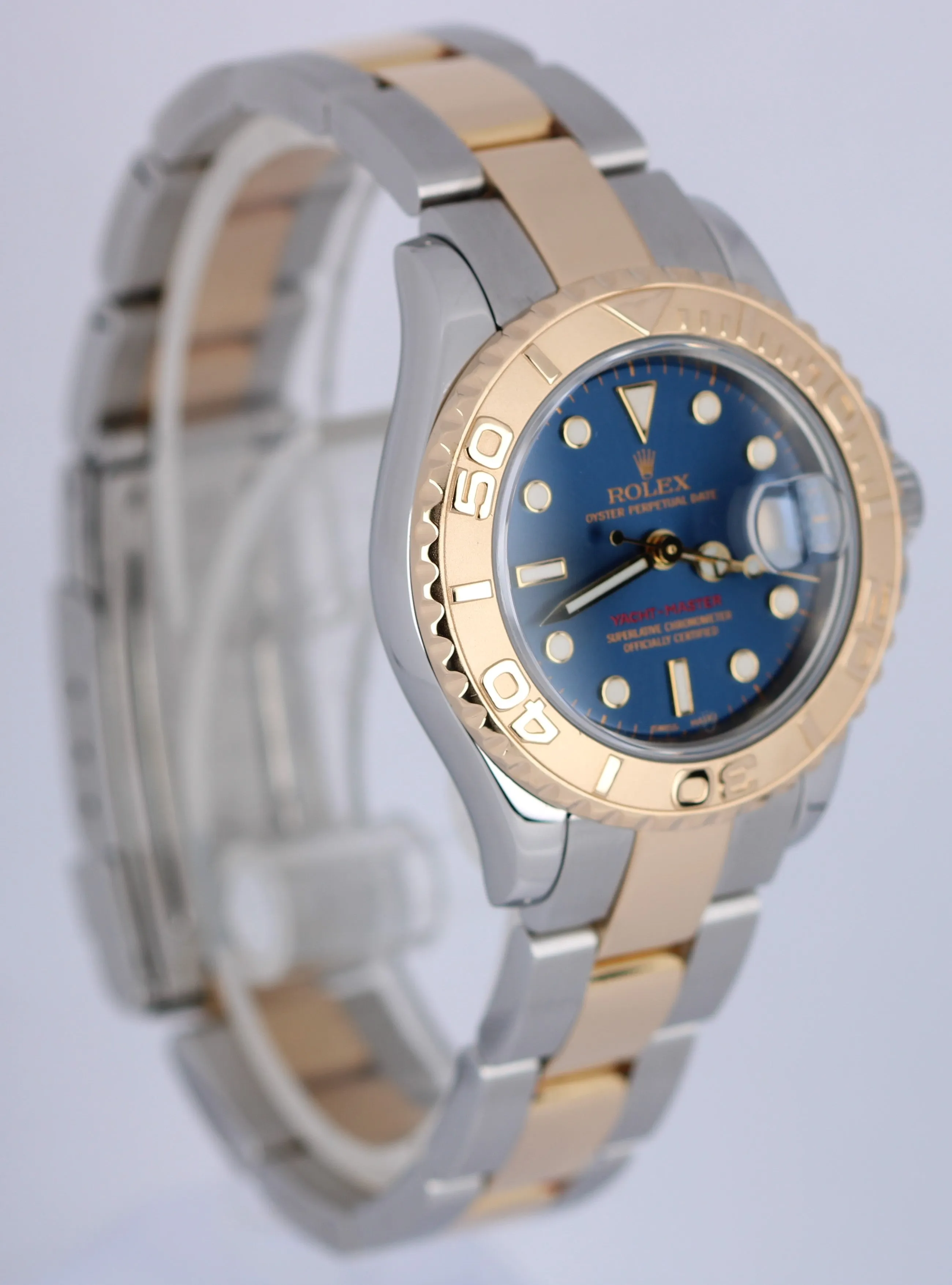 Rolex Yacht-Master 29mm Two Tone 18K Yellow Gold Steel Blue Dial 169623 Watch