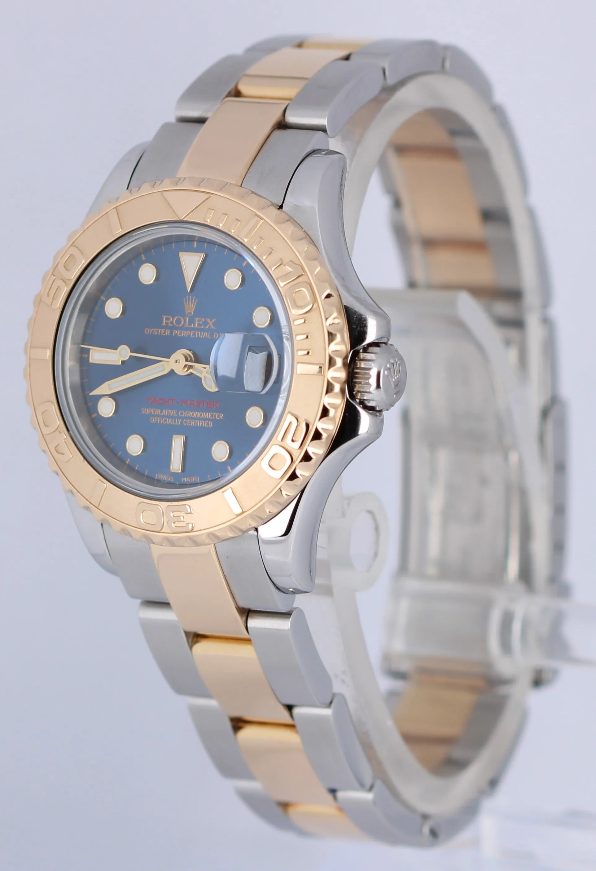 Rolex Yacht-Master 29mm Two Tone 18K Yellow Gold Steel Blue Dial 169623 Watch