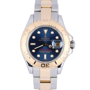 Rolex Yacht-Master 29mm Two Tone 18K Yellow Gold Steel Blue Dial 169623 Watch