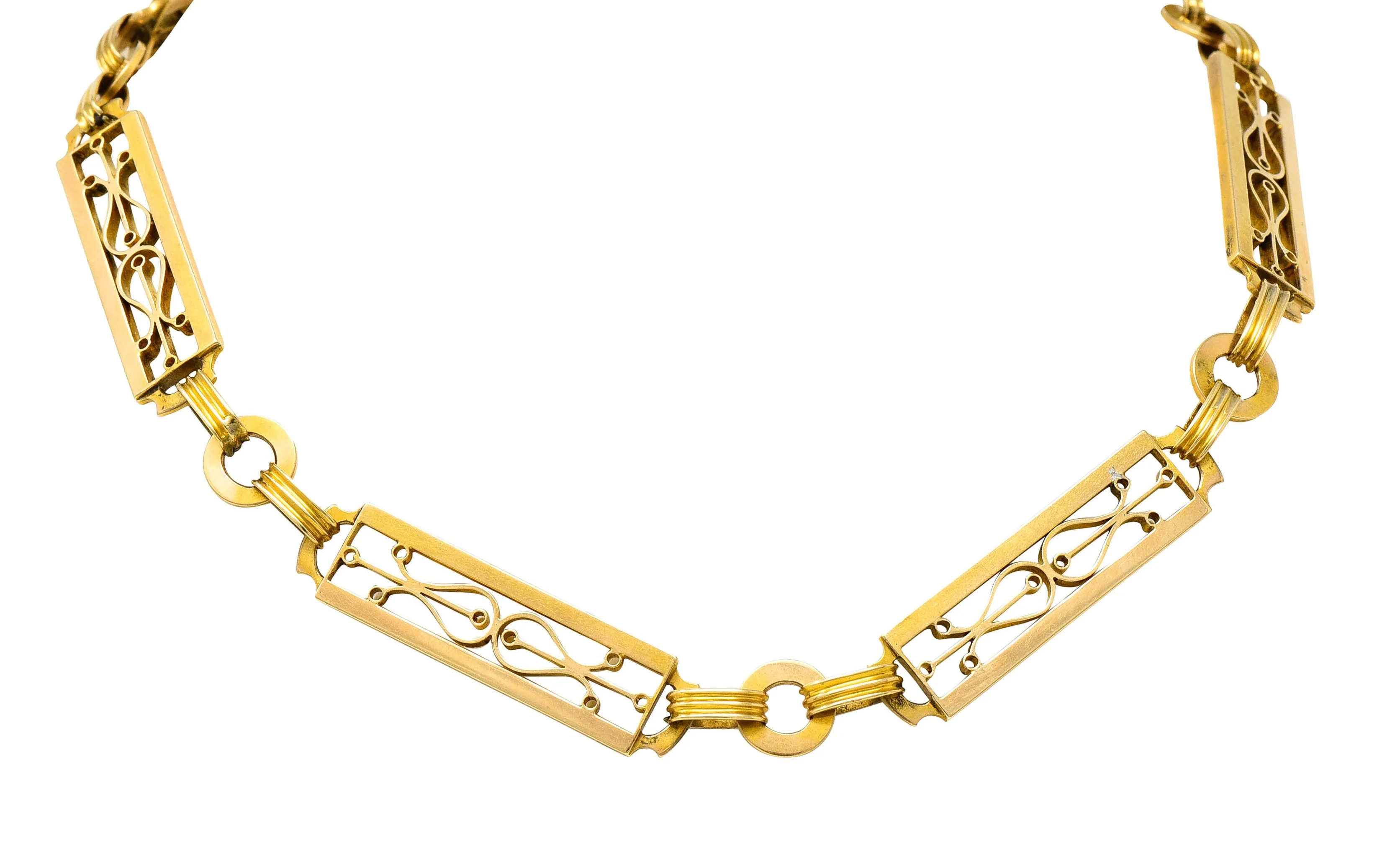 Russian Victorian 14 Karat Gold Statement Link Watch Chain Necklace