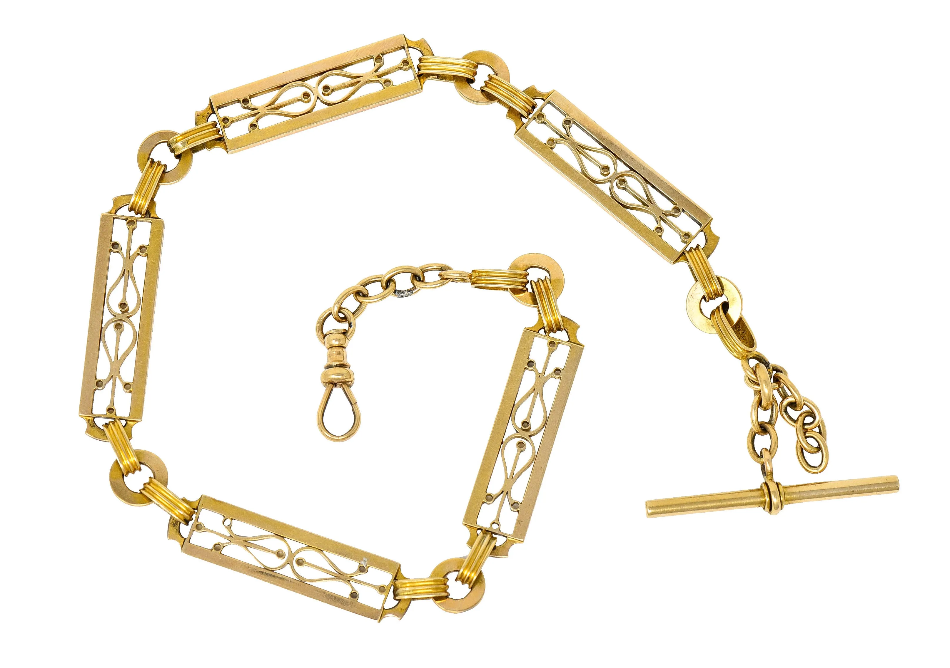Russian Victorian 14 Karat Gold Statement Link Watch Chain Necklace