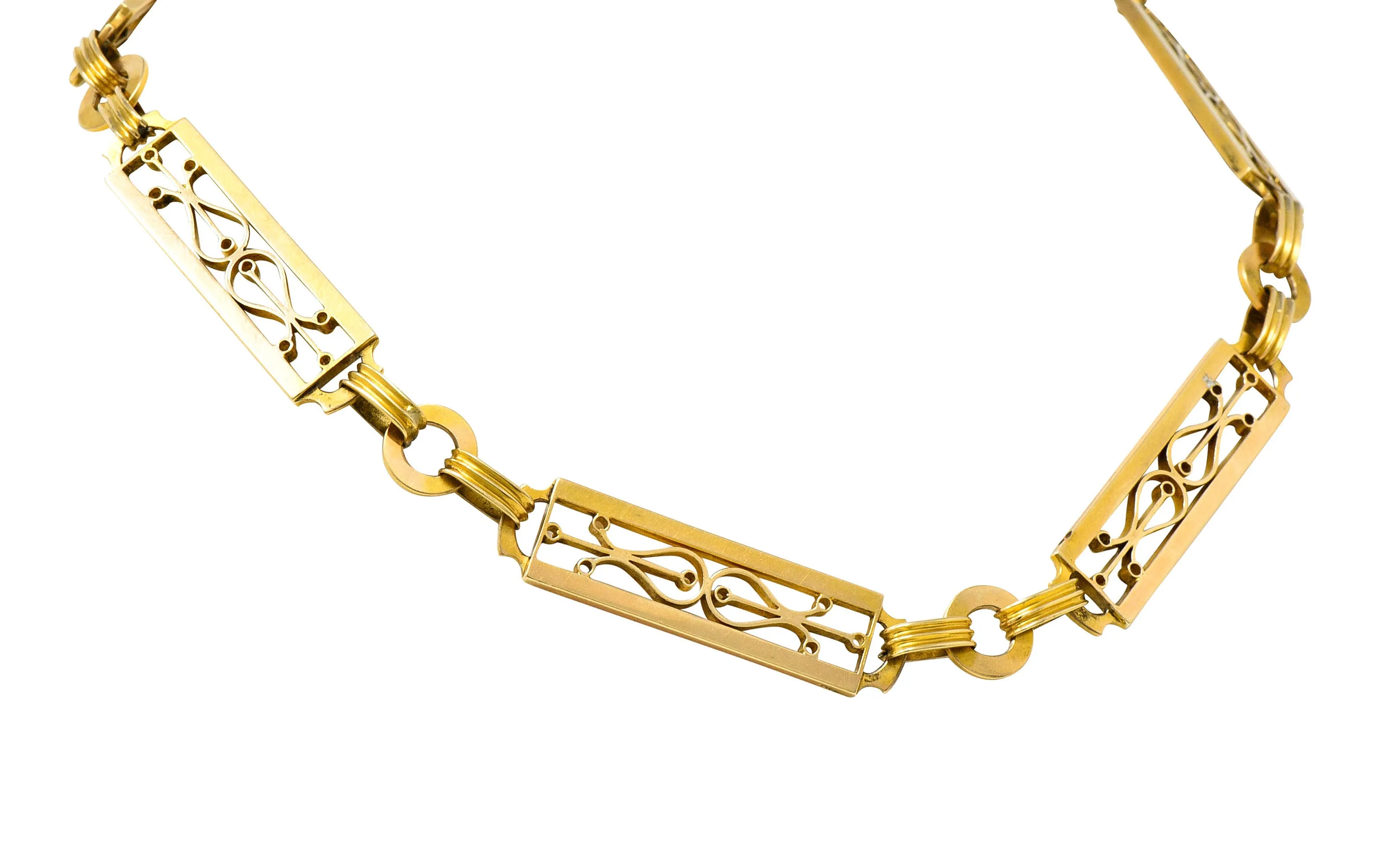 Russian Victorian 14 Karat Gold Statement Link Watch Chain Necklace