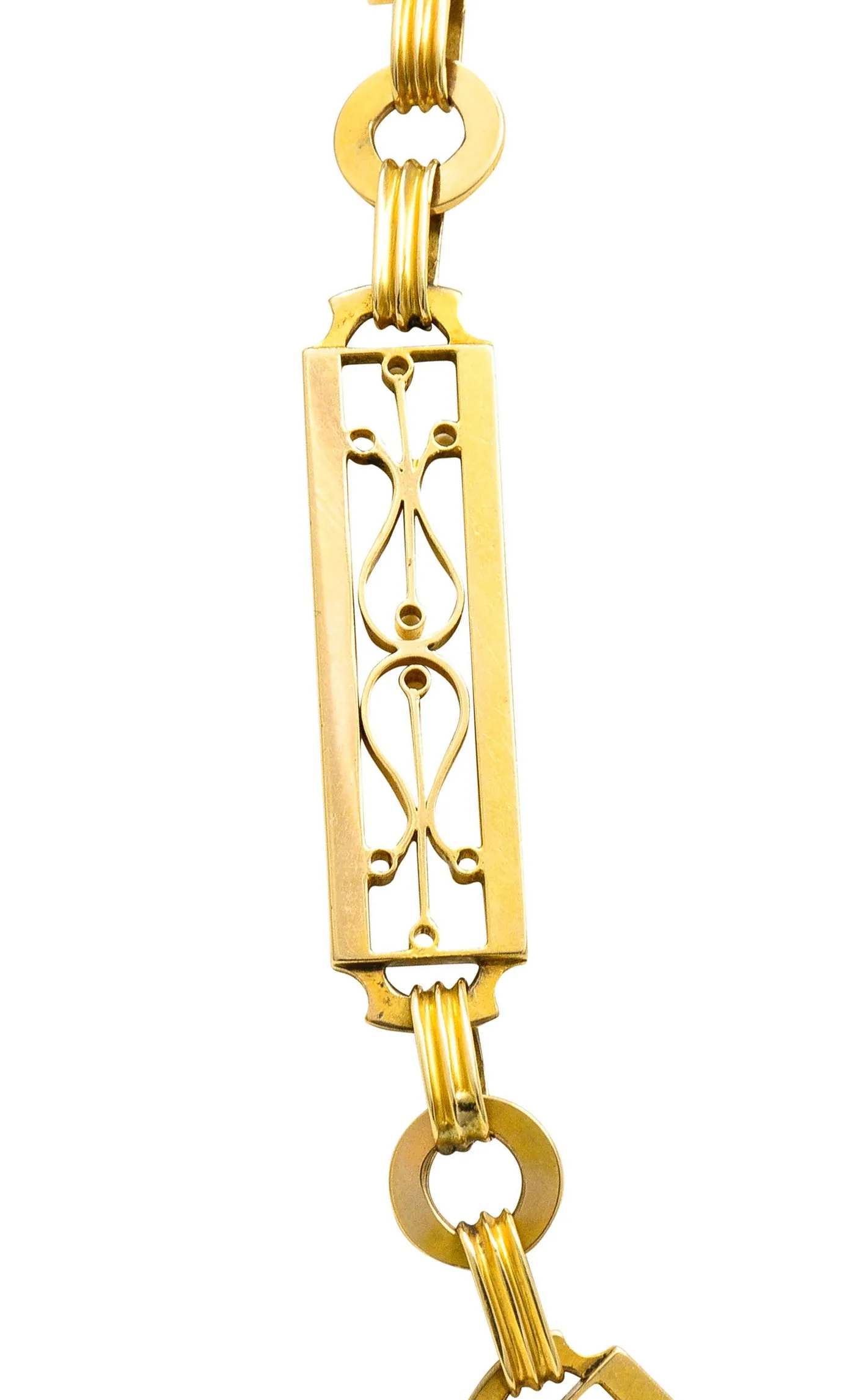 Russian Victorian 14 Karat Gold Statement Link Watch Chain Necklace