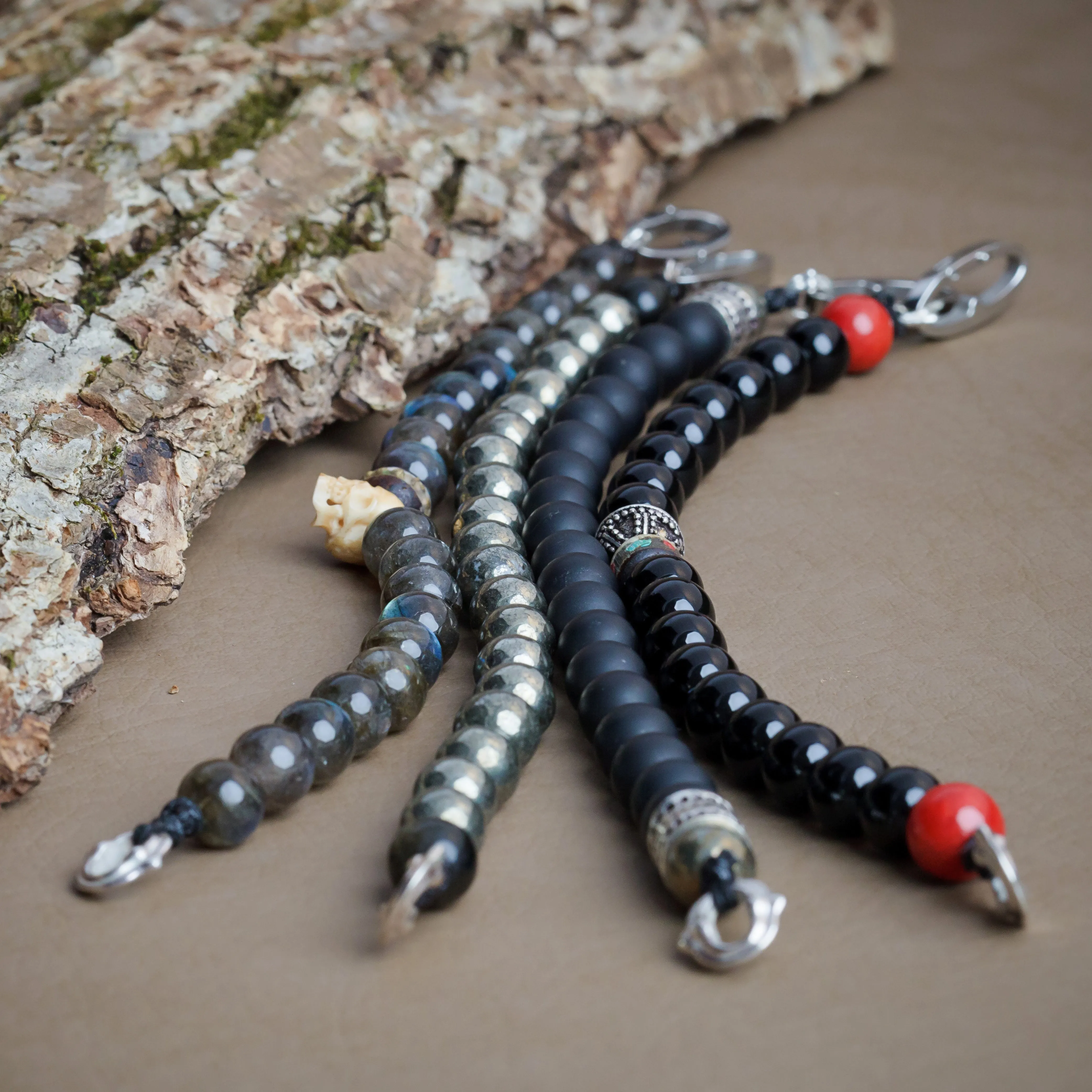 Scott Mikolay Matte Black Onyx with Pyrite Ends Men's Bracelet