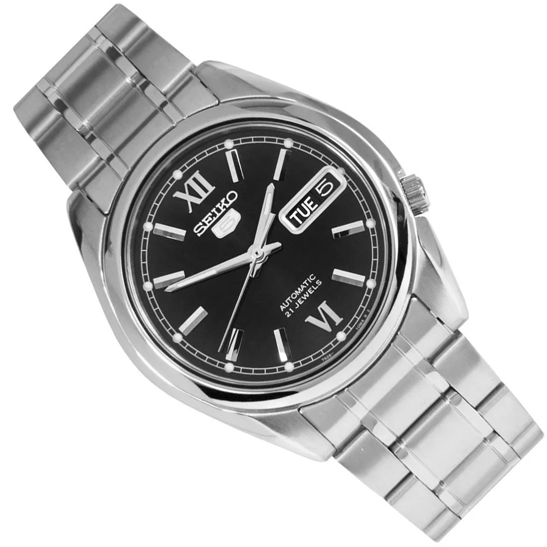 Seiko 5 SNKL55K1 SNKL55K SNKL55 Black Dial Stainless Steel Male Watch