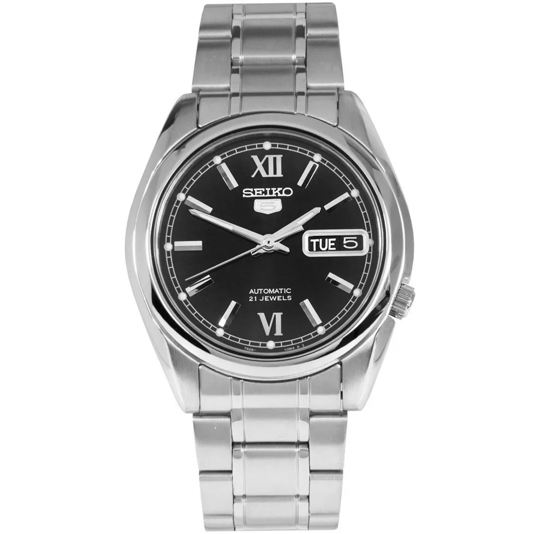 Seiko 5 SNKL55K1 SNKL55K SNKL55 Black Dial Stainless Steel Male Watch