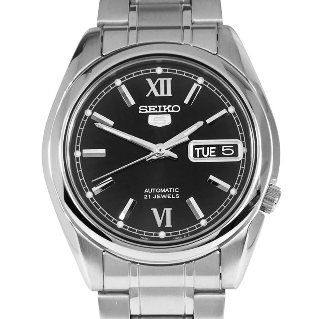 Seiko 5 SNKL55K1 SNKL55K SNKL55 Black Dial Stainless Steel Male Watch