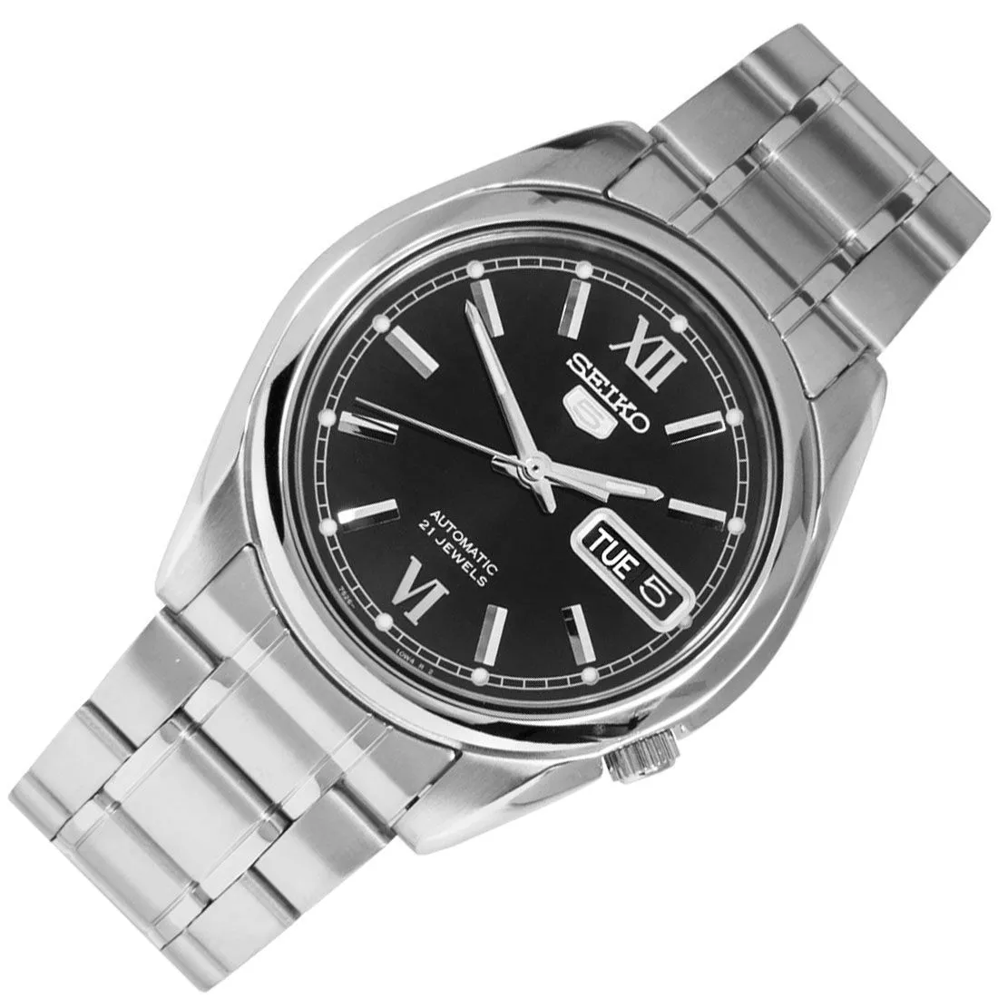 Seiko 5 SNKL55K1 SNKL55K SNKL55 Black Dial Stainless Steel Male Watch