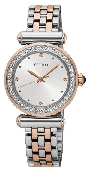 Seiko Quartz Two-Tone Rose Gold Watch with Crystals Women's Watch SRZ466