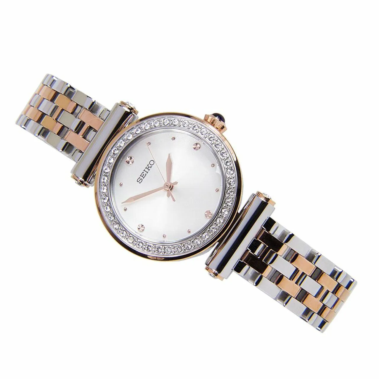 Seiko Quartz Two-Tone Rose Gold Watch with Crystals Women's Watch SRZ466
