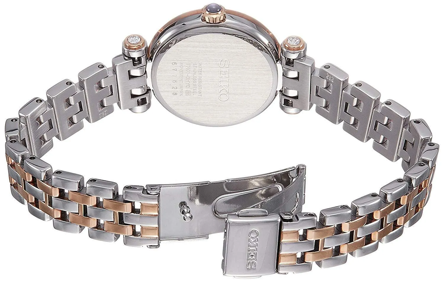 Seiko Quartz Two-Tone Rose Gold Watch with Crystals Women's Watch SRZ466