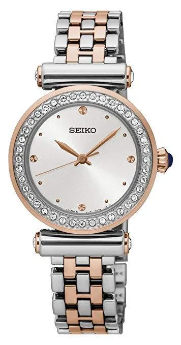 Seiko Quartz Two-Tone Rose Gold Watch with Crystals Women's Watch SRZ466