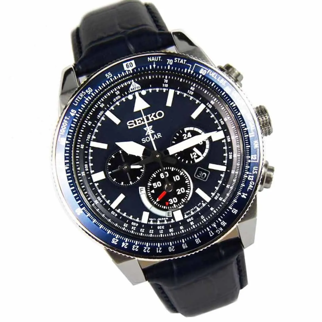 Seiko Solar Prospex Leather SSC609P1 SSC609 SSC609P Blue Dial Watch