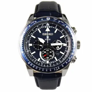 Seiko Solar Prospex Leather SSC609P1 SSC609 SSC609P Blue Dial Watch