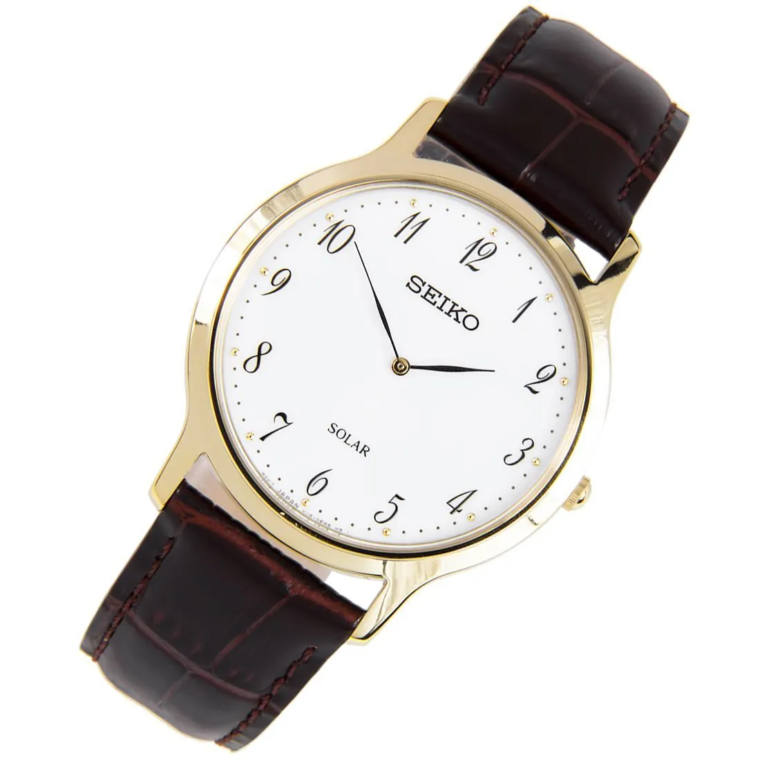 Seiko Solar SUP860P1 SUP860 Leather Strap Leather Dress Watch