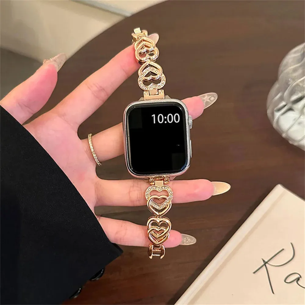 Shiny Love Heart Bling Bracelet Apple Watch Band