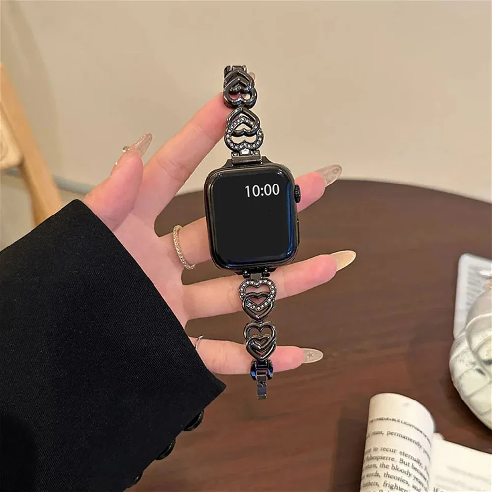 Shiny Love Heart Bling Bracelet Apple Watch Band