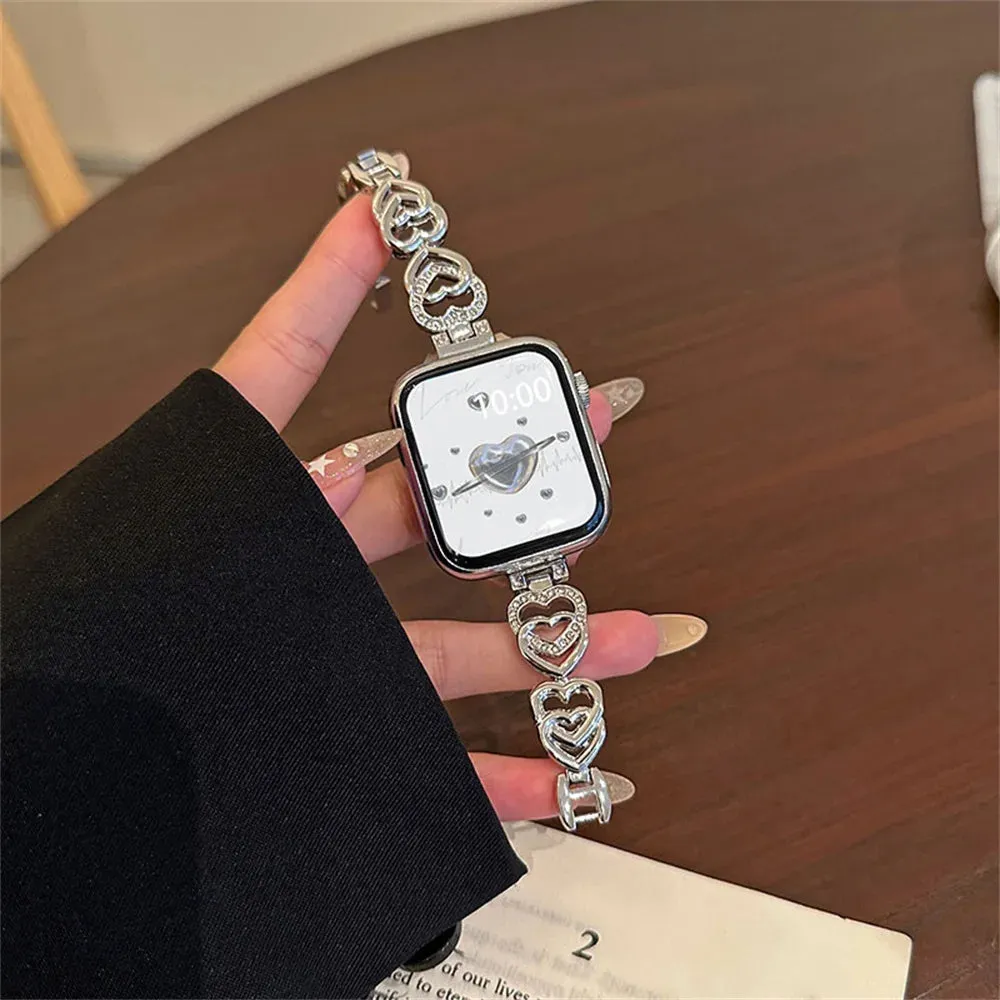 Shiny Love Heart Bling Bracelet Apple Watch Band