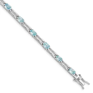 Silver Polished BlueTopaz Gemstone Bracelet