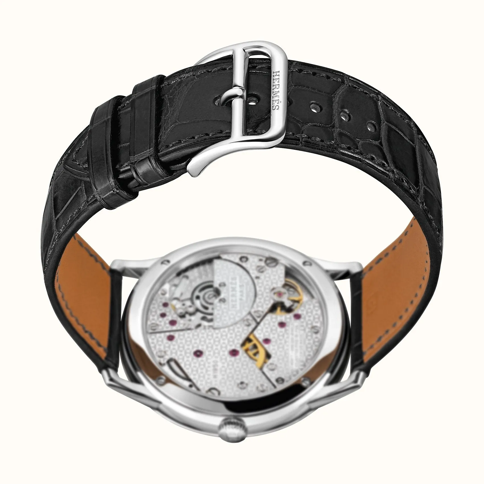 SLIM D - GRAINED DARK GREY HERMES LARGE WATCH