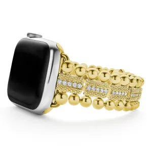 Smart Caviar 18K Gold and Diamond Caviar Beaded Watch Bracelet-38-45mm