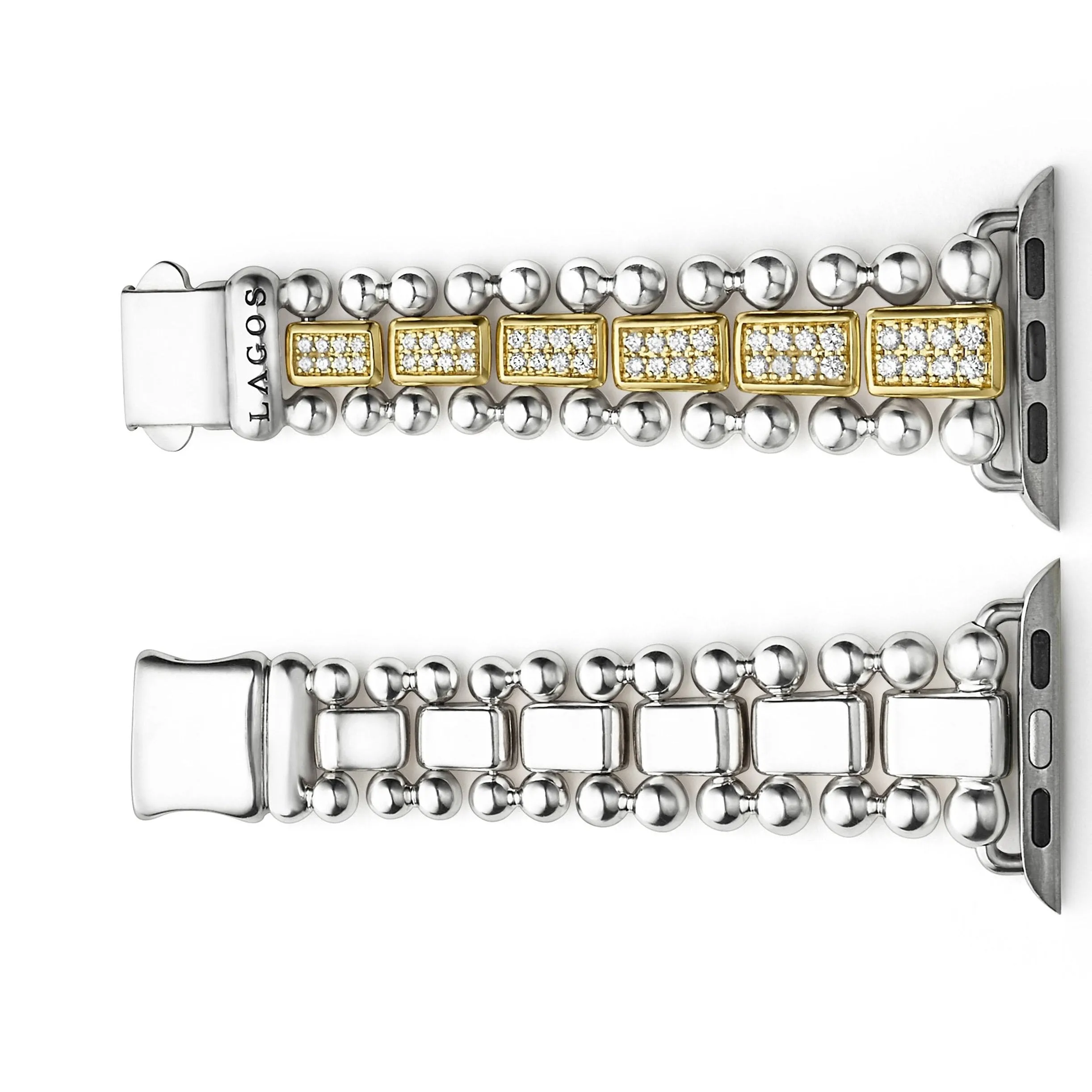 Smart Caviar 18K Gold and Sterling Silver Full Diamond Watch Bracelet-38-45mm