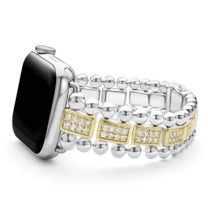 Smart Caviar 18K Gold and Sterling Silver Full Diamond Watch Bracelet-38-45mm
