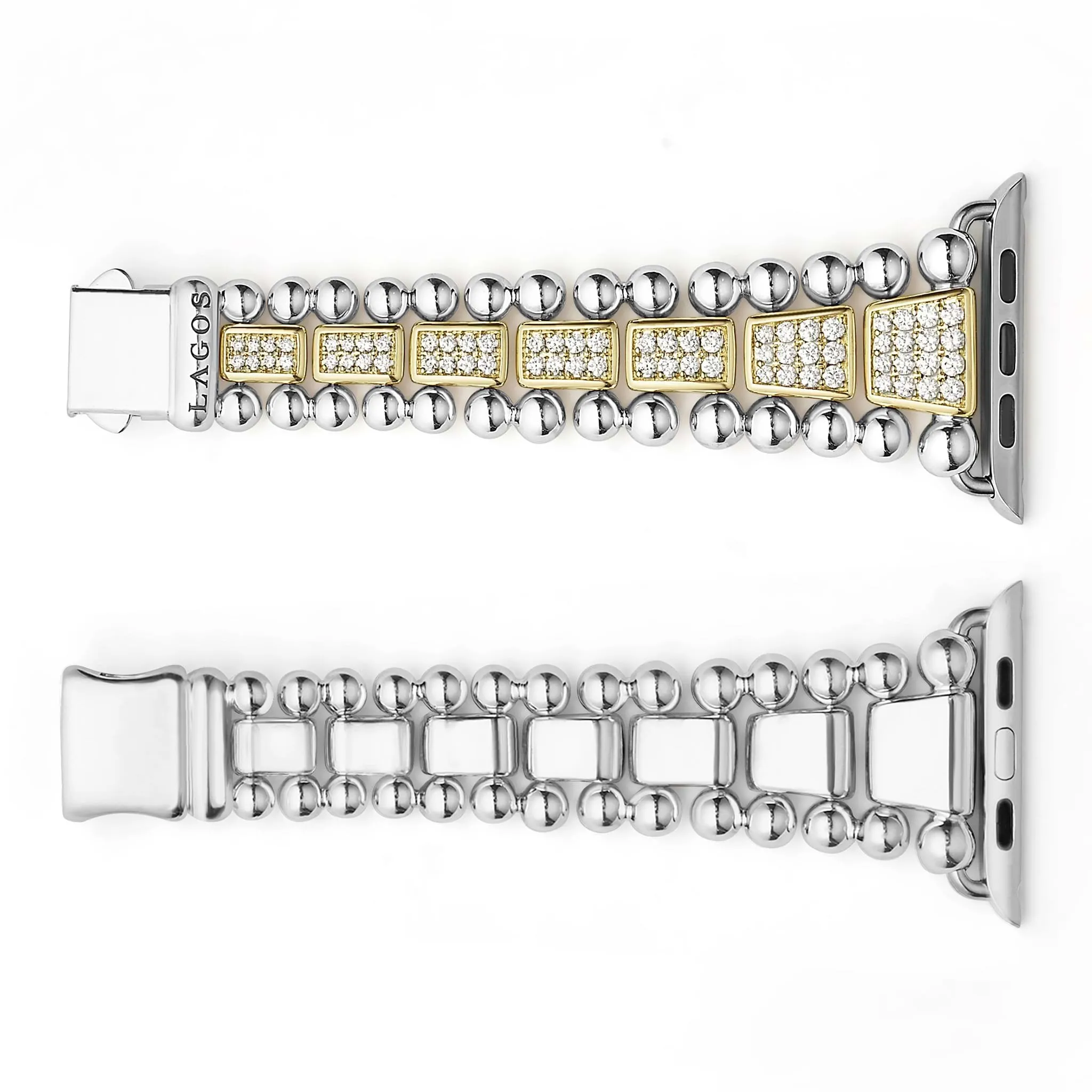 Smart Caviar 18K Gold and Sterling Silver Full Diamond Watch Bracelet-42-49mm