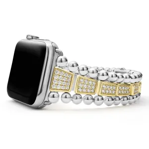 Smart Caviar 18K Gold and Sterling Silver Full Diamond Watch Bracelet-42-49mm