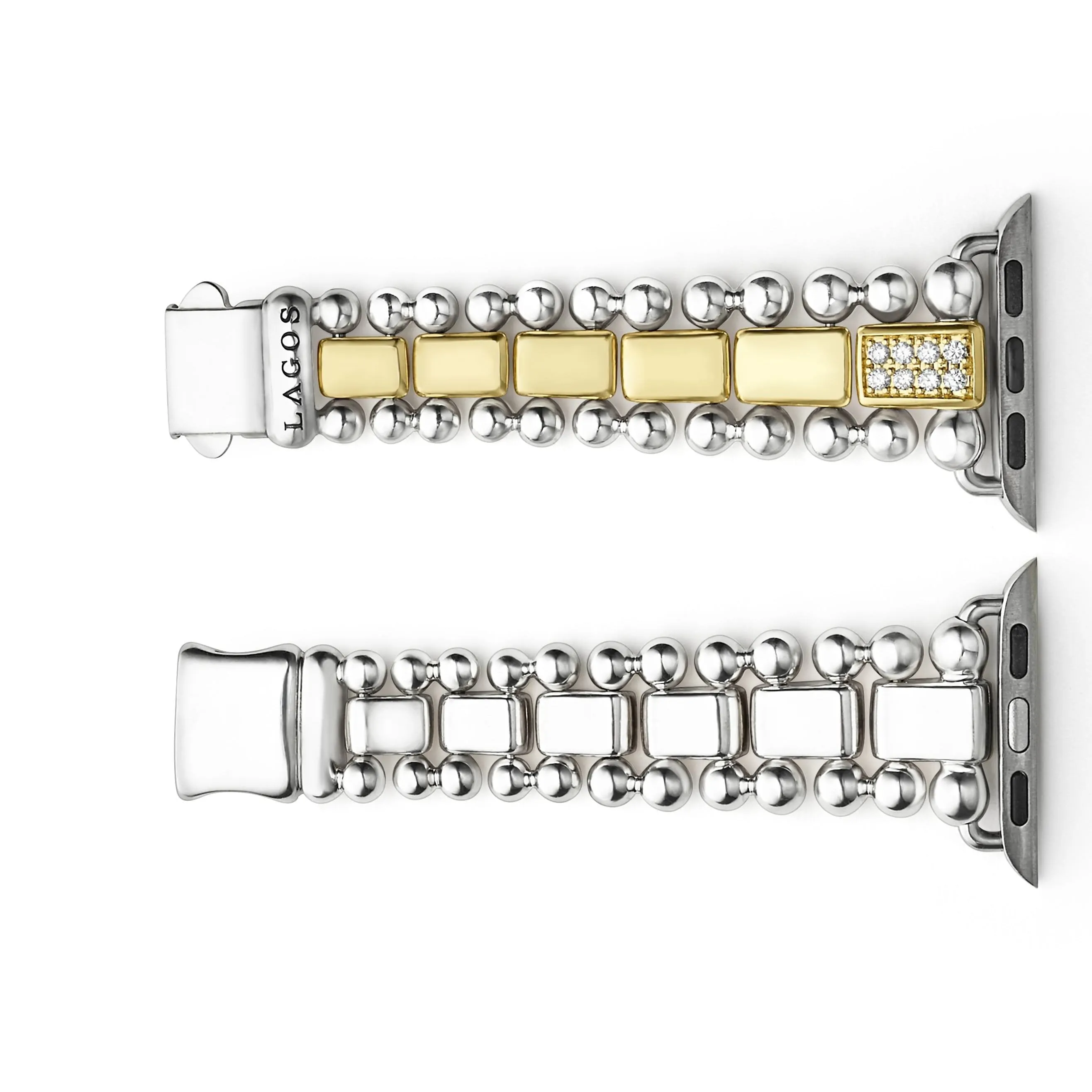 Smart Caviar 18K Gold and Sterling Silver Single Diamond Watch Bracelet-38-45mm