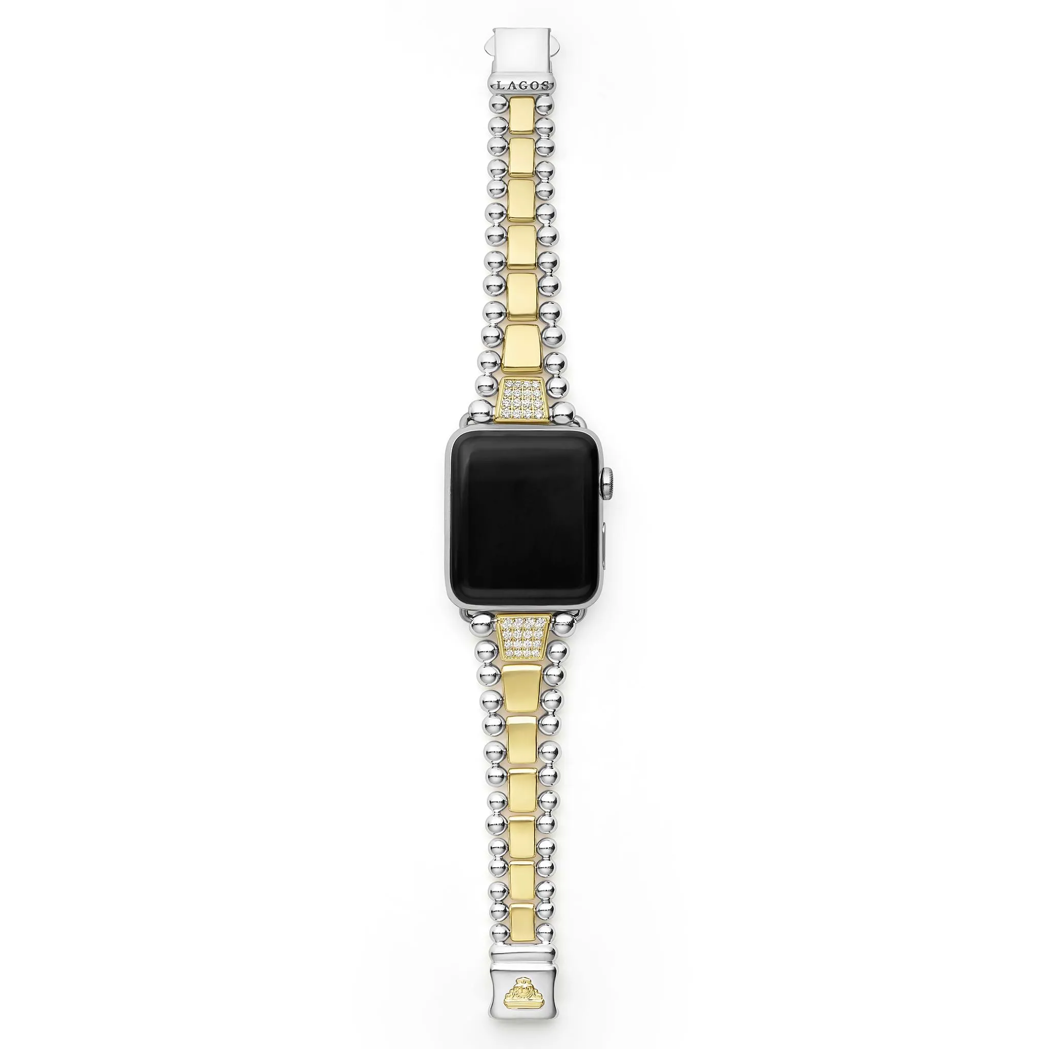 Smart Caviar 18K Gold and Sterling Silver Single Diamond Watch Bracelet-42-49mm