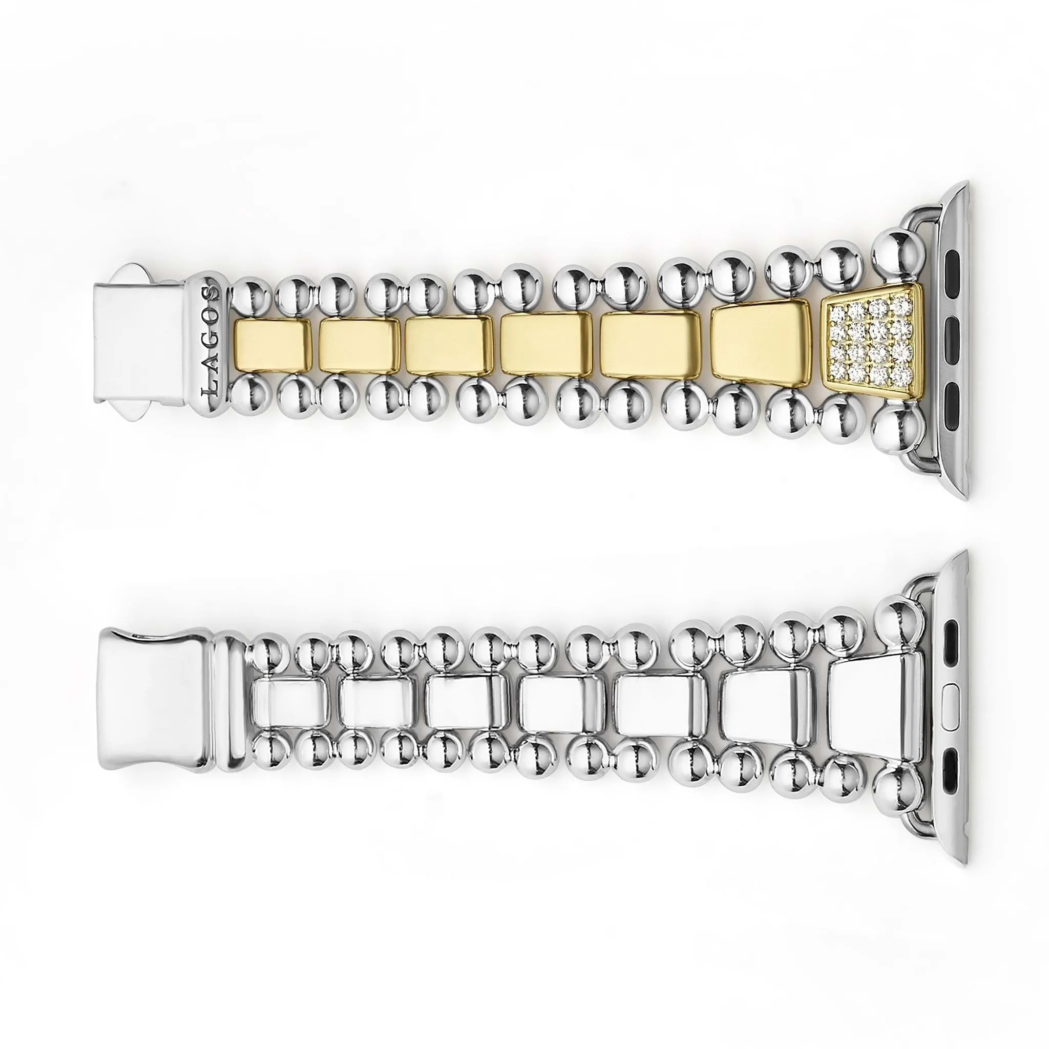 Smart Caviar 18K Gold and Sterling Silver Single Diamond Watch Bracelet-42-49mm
