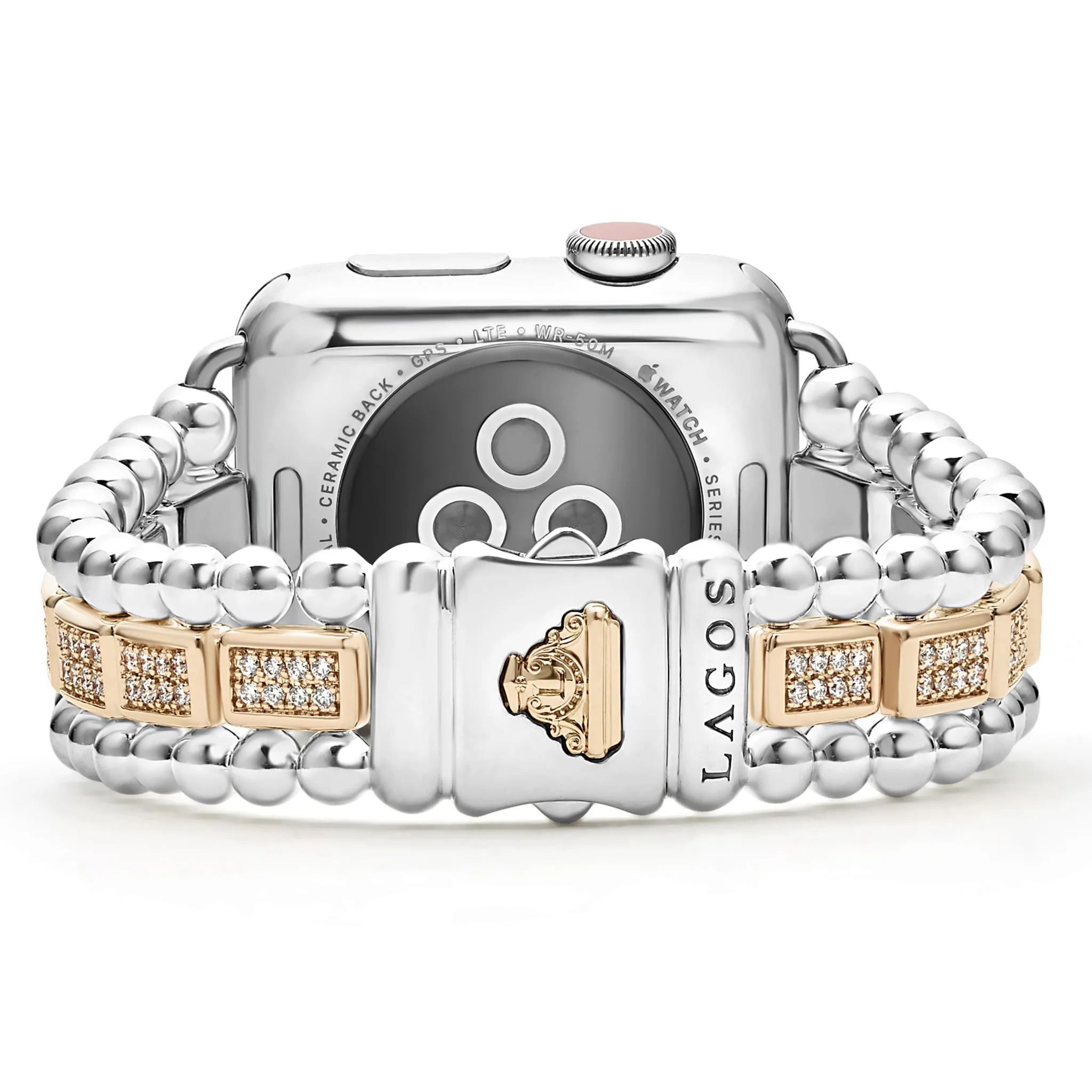Smart Caviar 18K Rose Gold and Sterling Silver Full Diamond Watch Bracelet-38-45mm