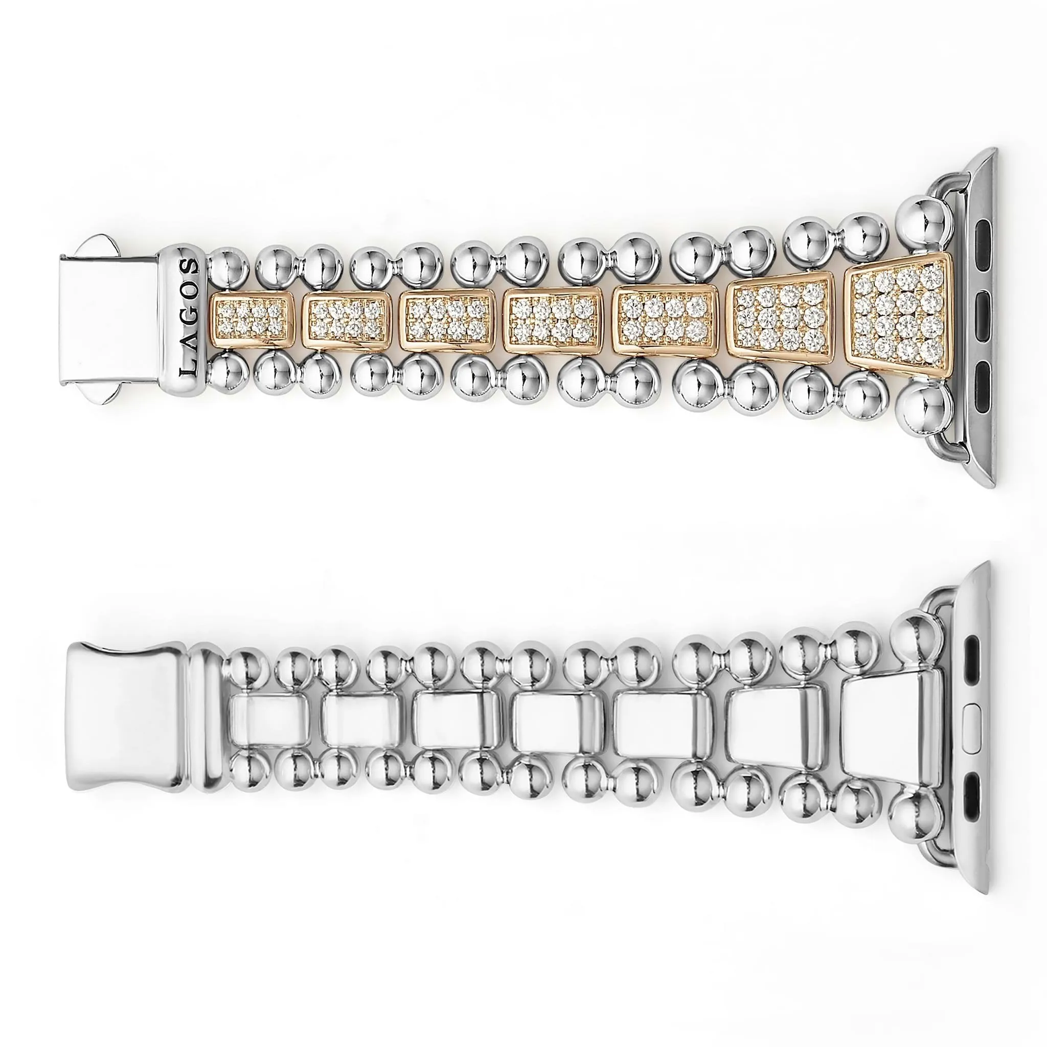 Smart Caviar 18K Rose Gold and Sterling Silver Full Diamond Watch Bracelet-42-49mm