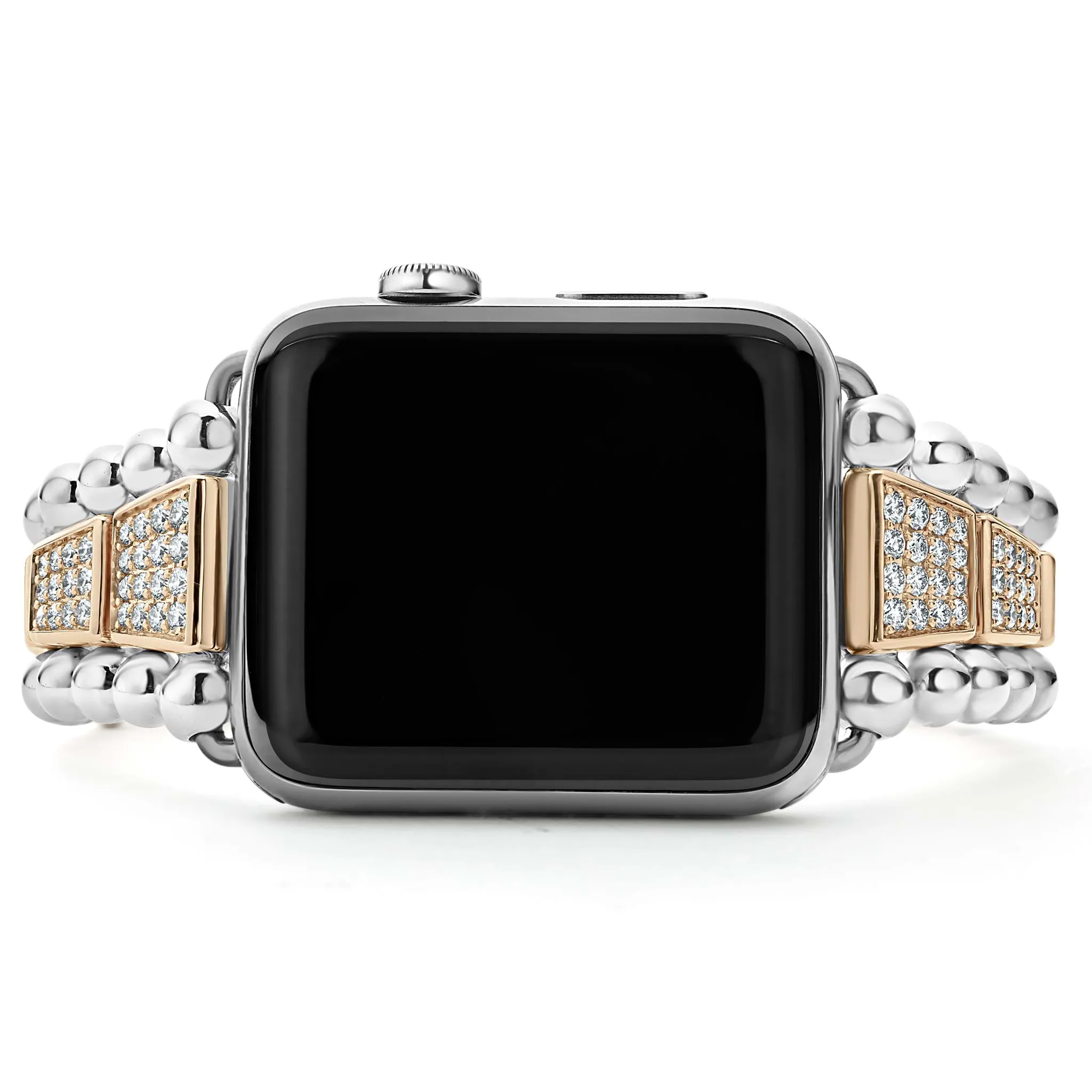 Smart Caviar 18K Rose Gold and Sterling Silver Half Diamond Watch Bracelet-42-49mm