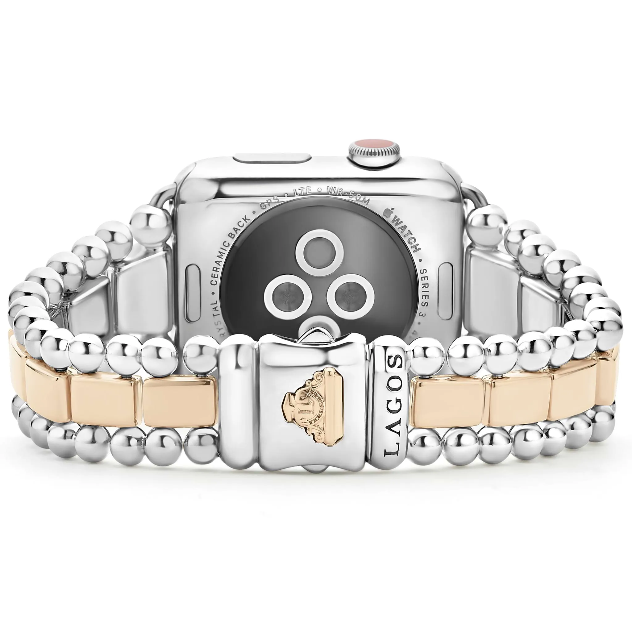 Smart Caviar 18K Rose Gold and Sterling Silver Single Diamond Watch Bracelet-42-49mm