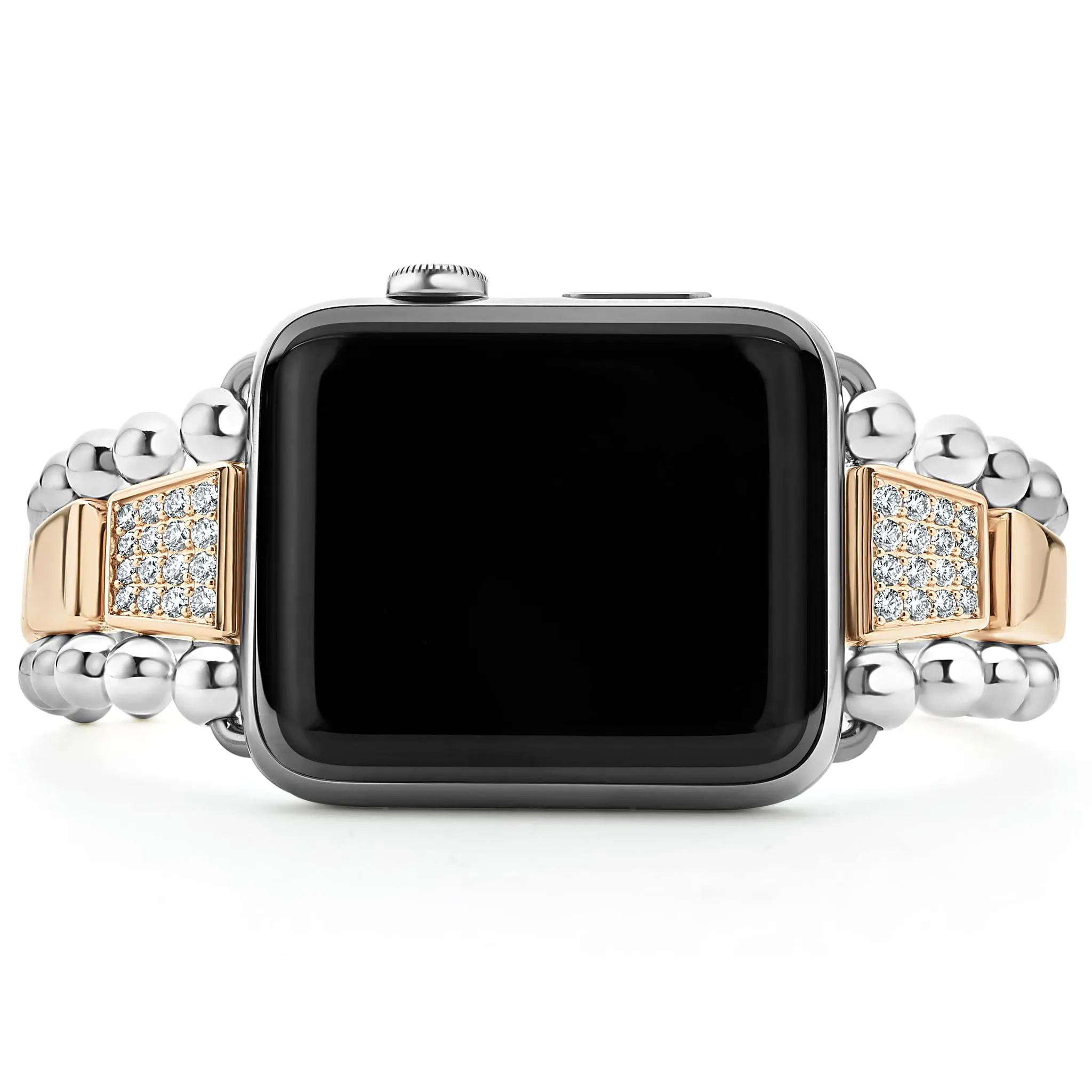 Smart Caviar 18K Rose Gold and Sterling Silver Single Diamond Watch Bracelet-42-49mm