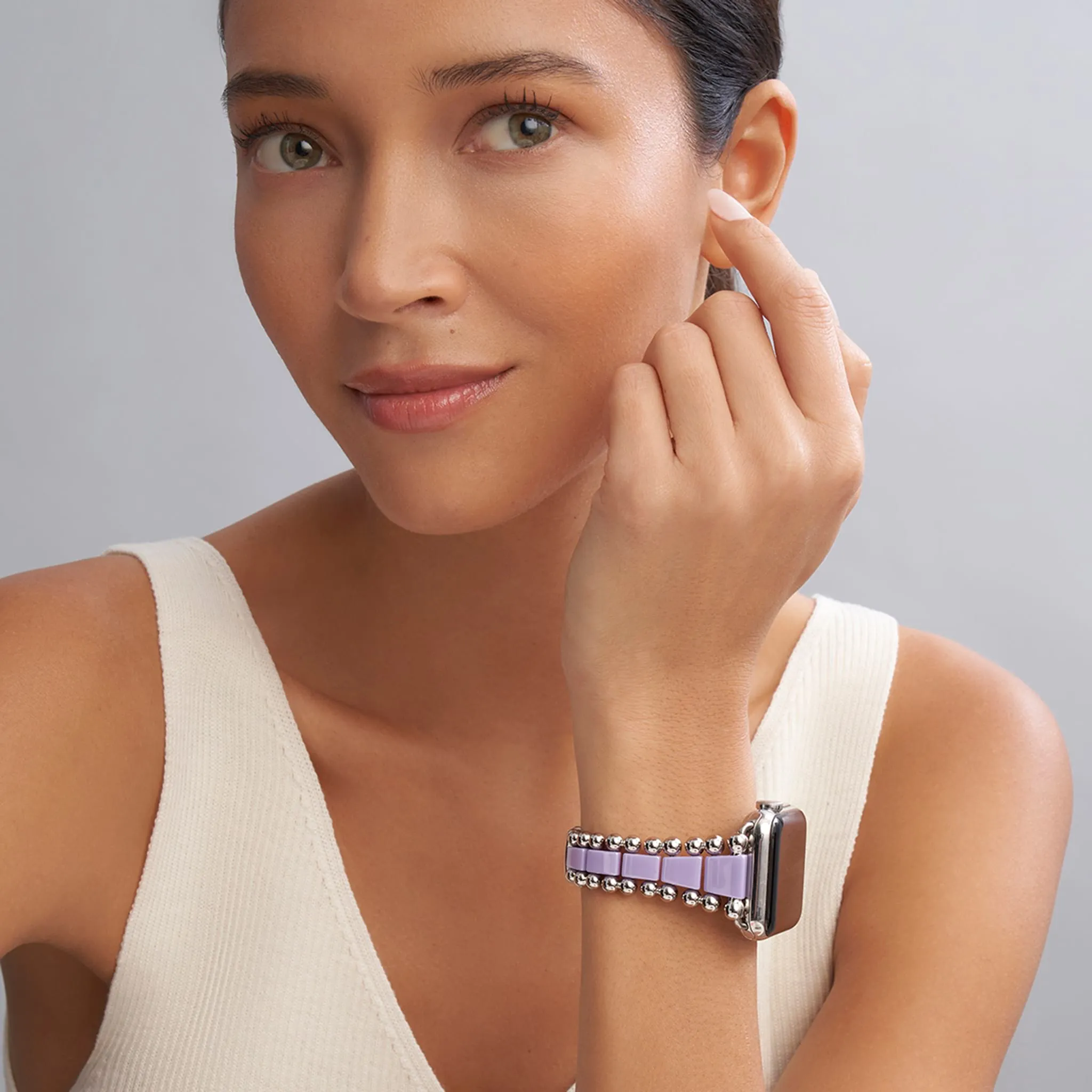 Smart Caviar Lilac Ceramic and Stainless Steel Watch Bracelet-42-49mm