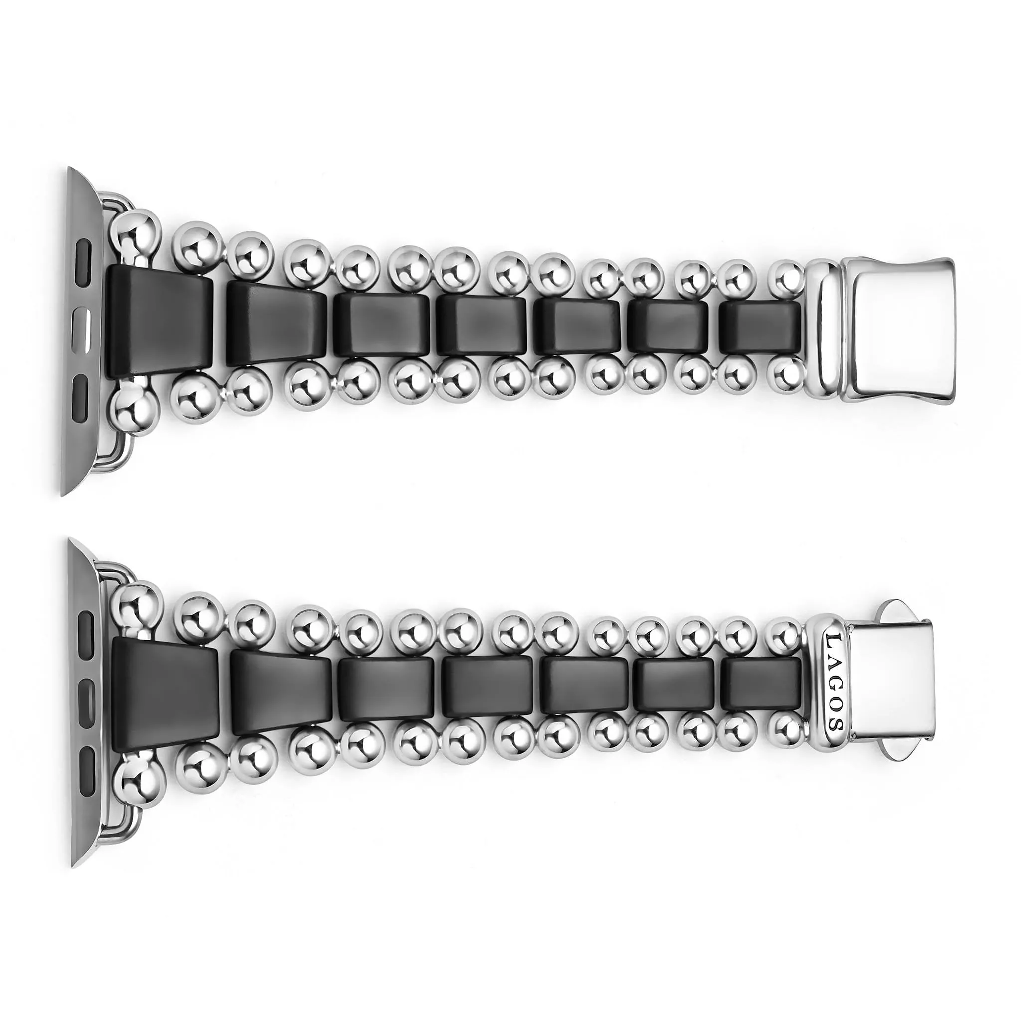 Smart Caviar Matte Black Ceramic and Stainless Steel Watch Bracelet-42-49mm