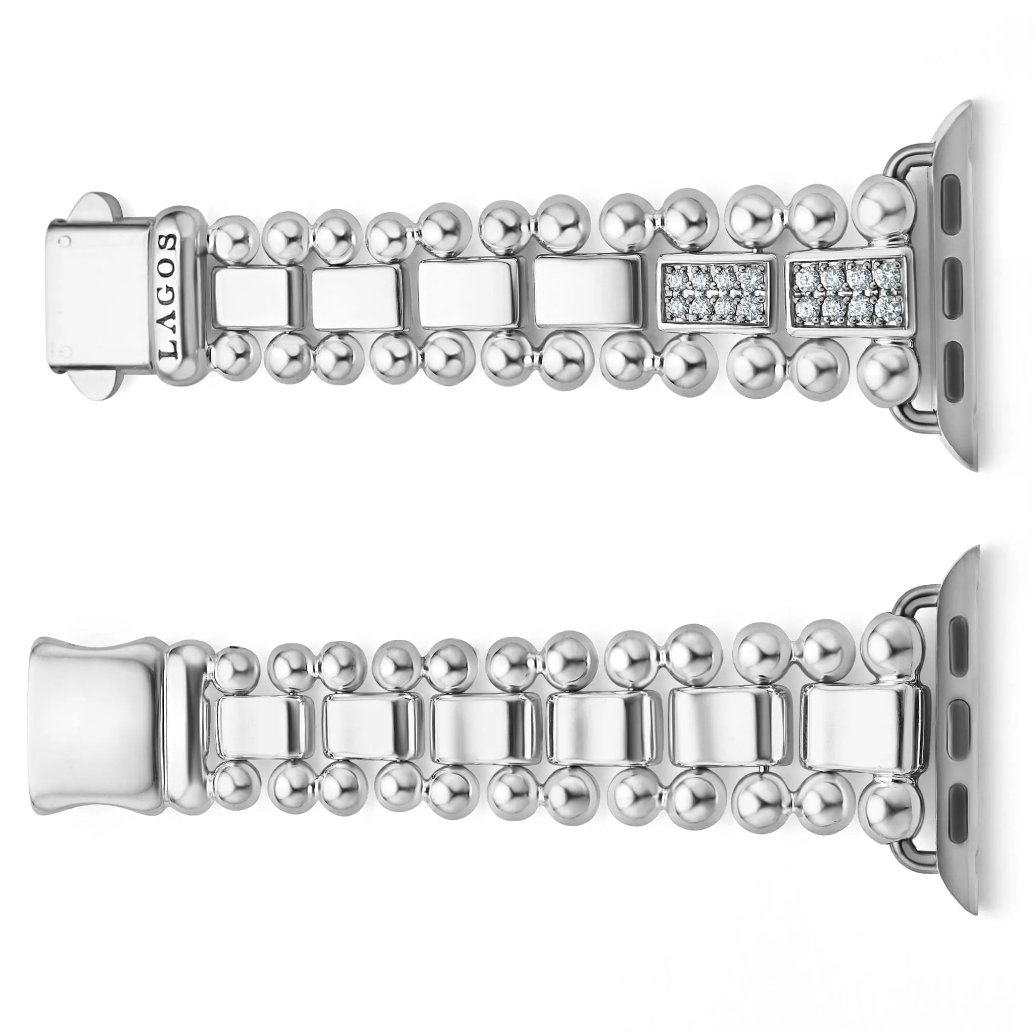 Smart Caviar Sterling Silver Half Diamond Watch Bracelet-38-45mm