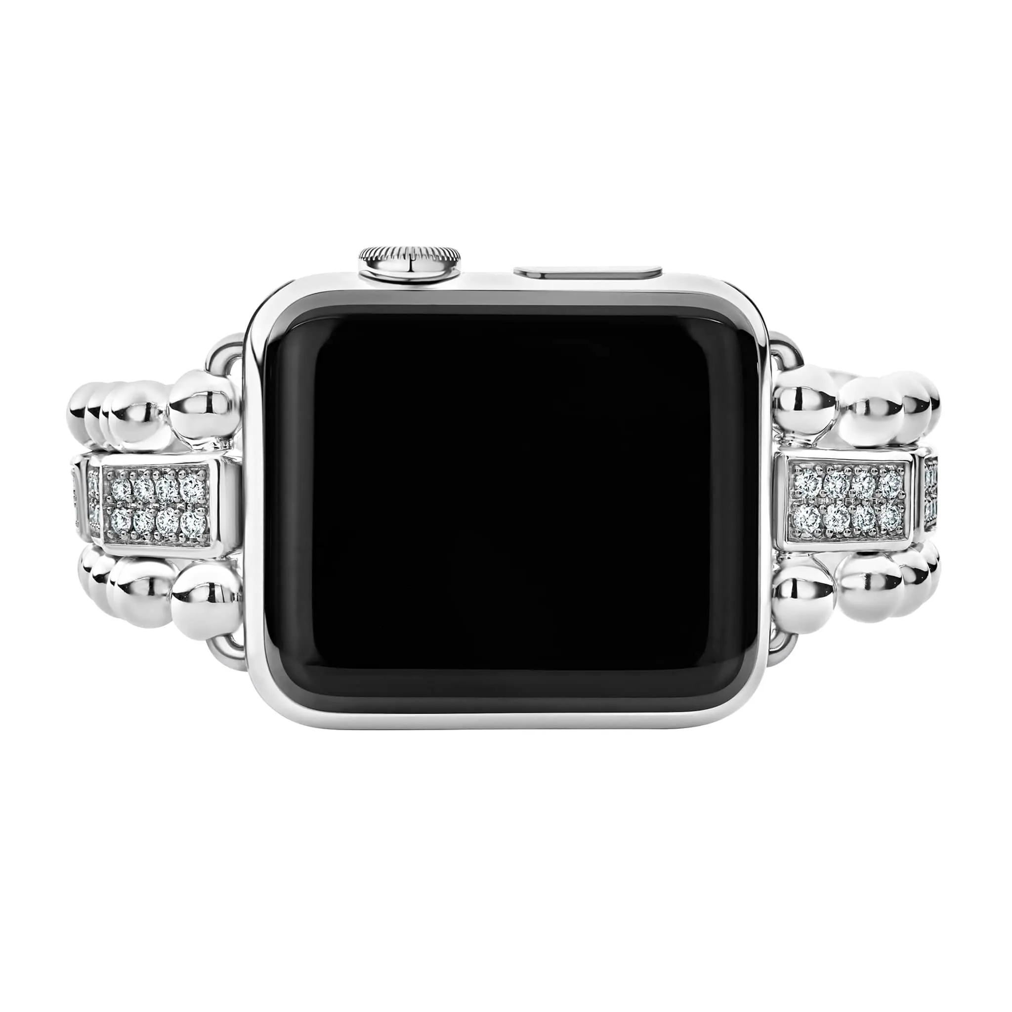 Smart Caviar Sterling Silver Half Diamond Watch Bracelet-38-45mm