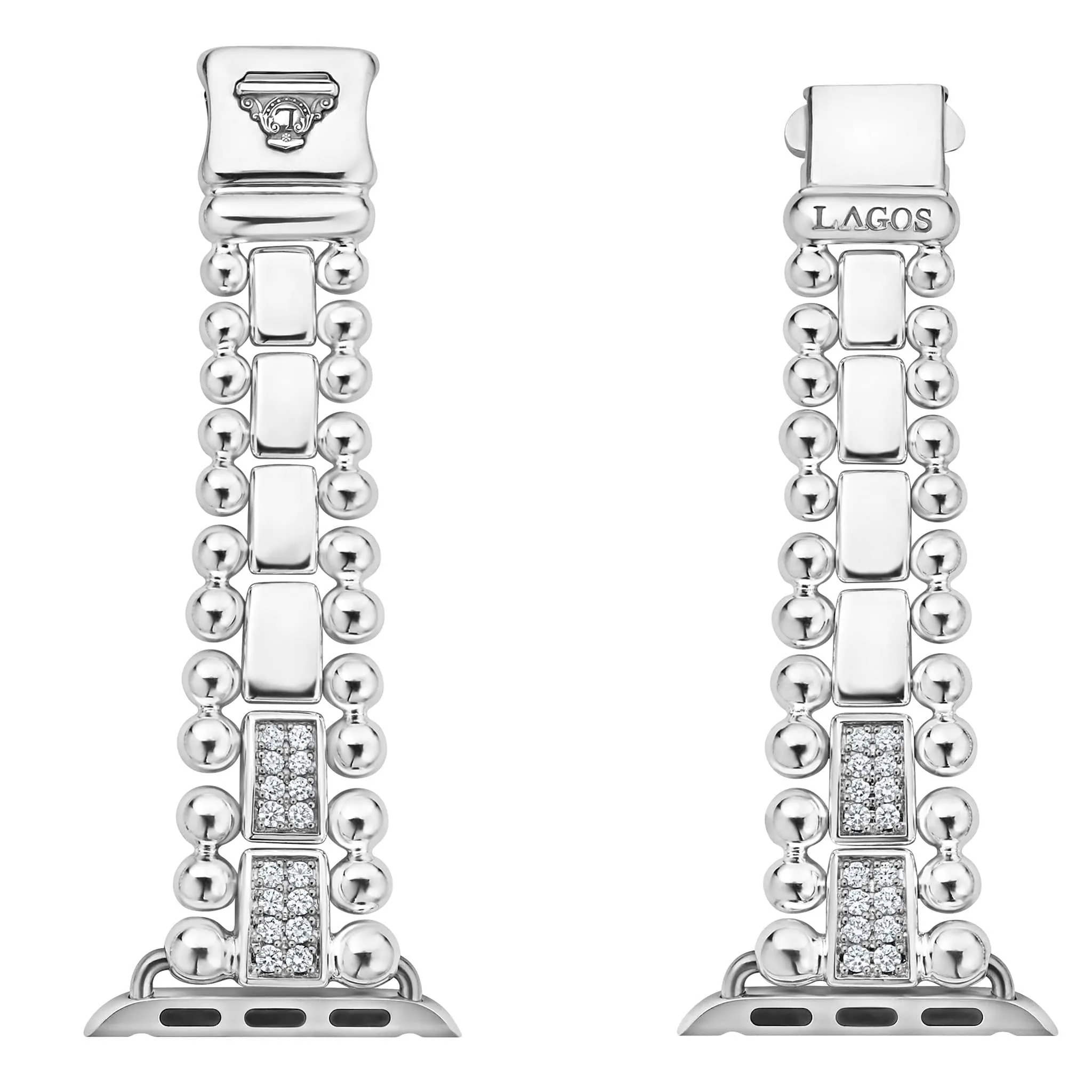 Smart Caviar Sterling Silver Half Diamond Watch Bracelet-38-45mm